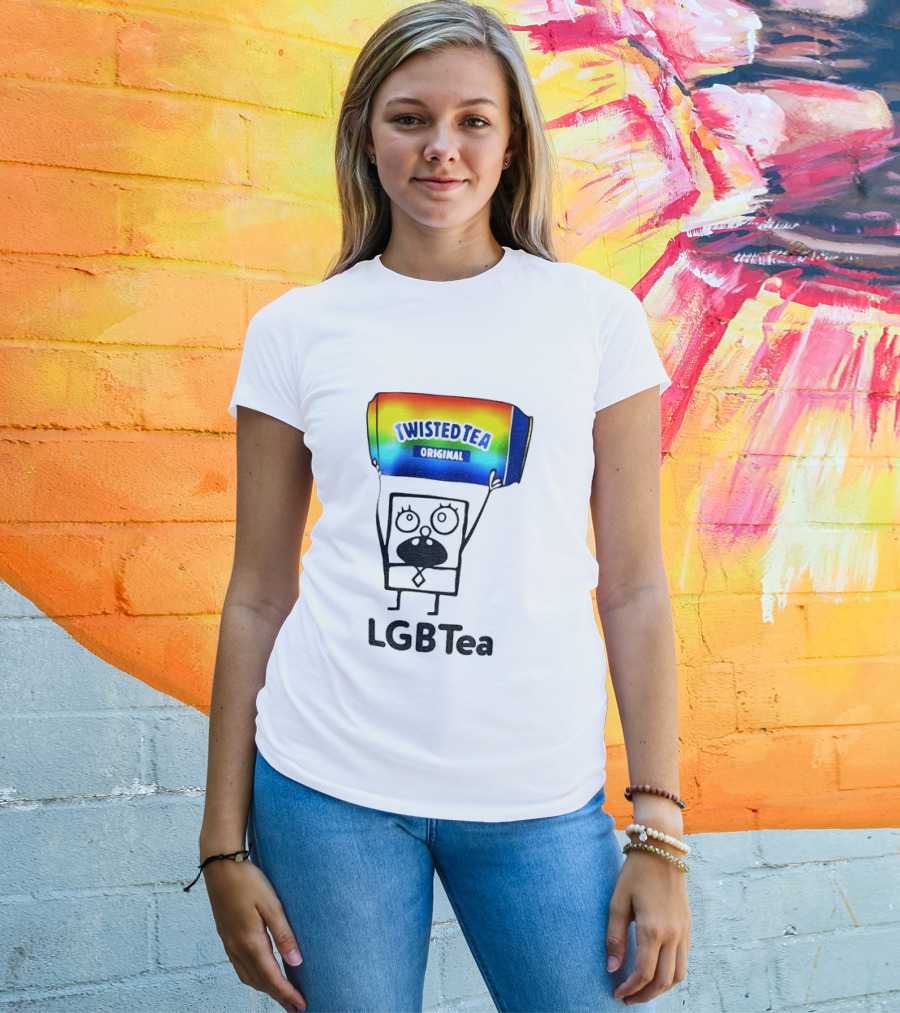 Doodlebob Holding Rainbow Twisted Tea Original LGBTea Pride LGBTQ+ T-Shirt