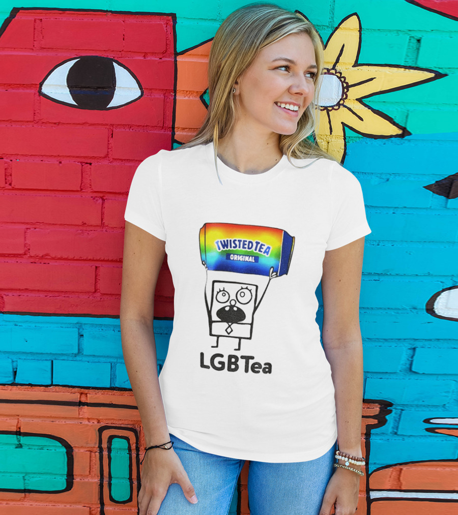 Doodlebob Holding Rainbow Twisted Tea Original LGBTea Pride LGBTQ+ T-Shirt