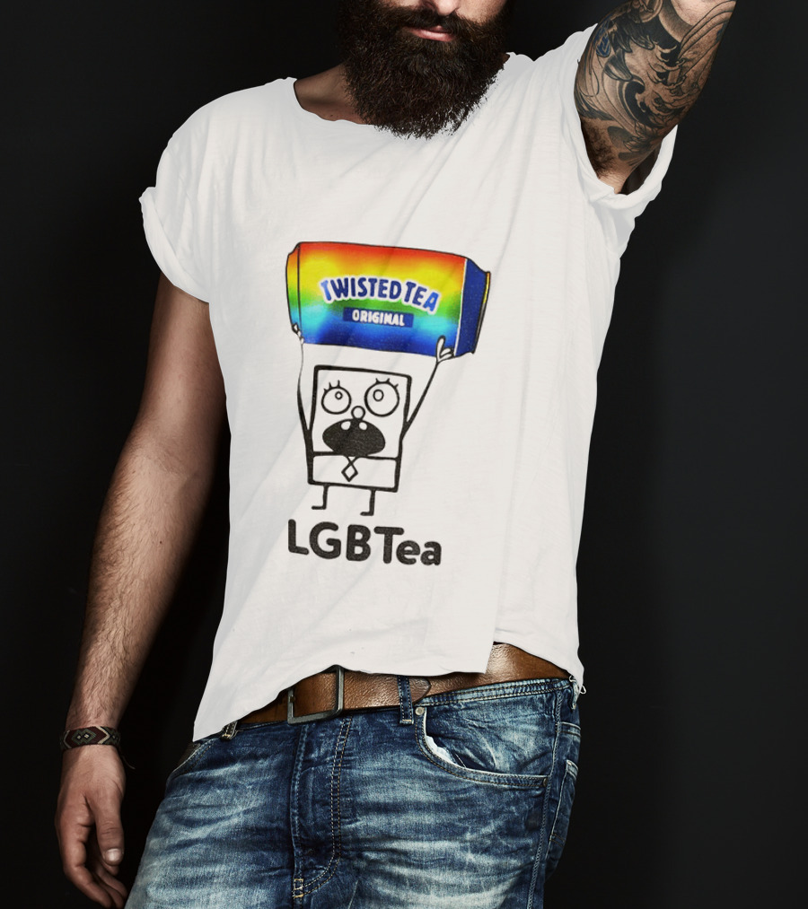 Doodlebob Holding Rainbow Twisted Tea Original LGBTea Pride LGBTQ+ T-Shirt