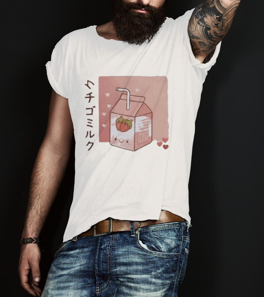 Strawberry Milk Kawaii Cartoon Fight Or Flight Lucas Reyes T-Shirt