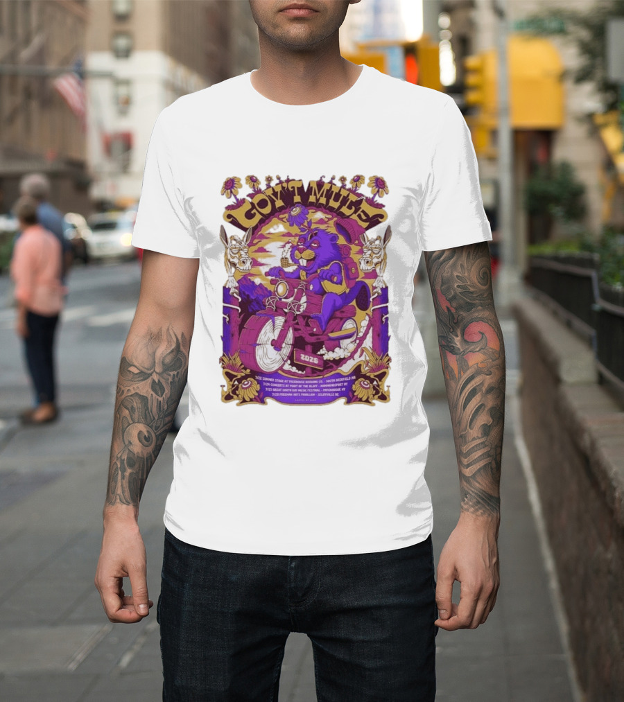 Gov't Mule Summer Tour 2026 Psychedelic Bear Riding Motorcycle Concert Dates And Locations T-Shirt
