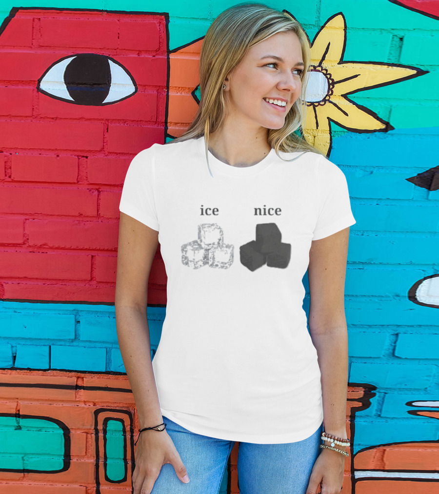 Ice Vs Nice Cubes Playful Word T-Shirt