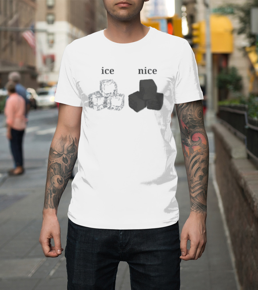 Ice Vs Nice Cubes Playful Word T-Shirt