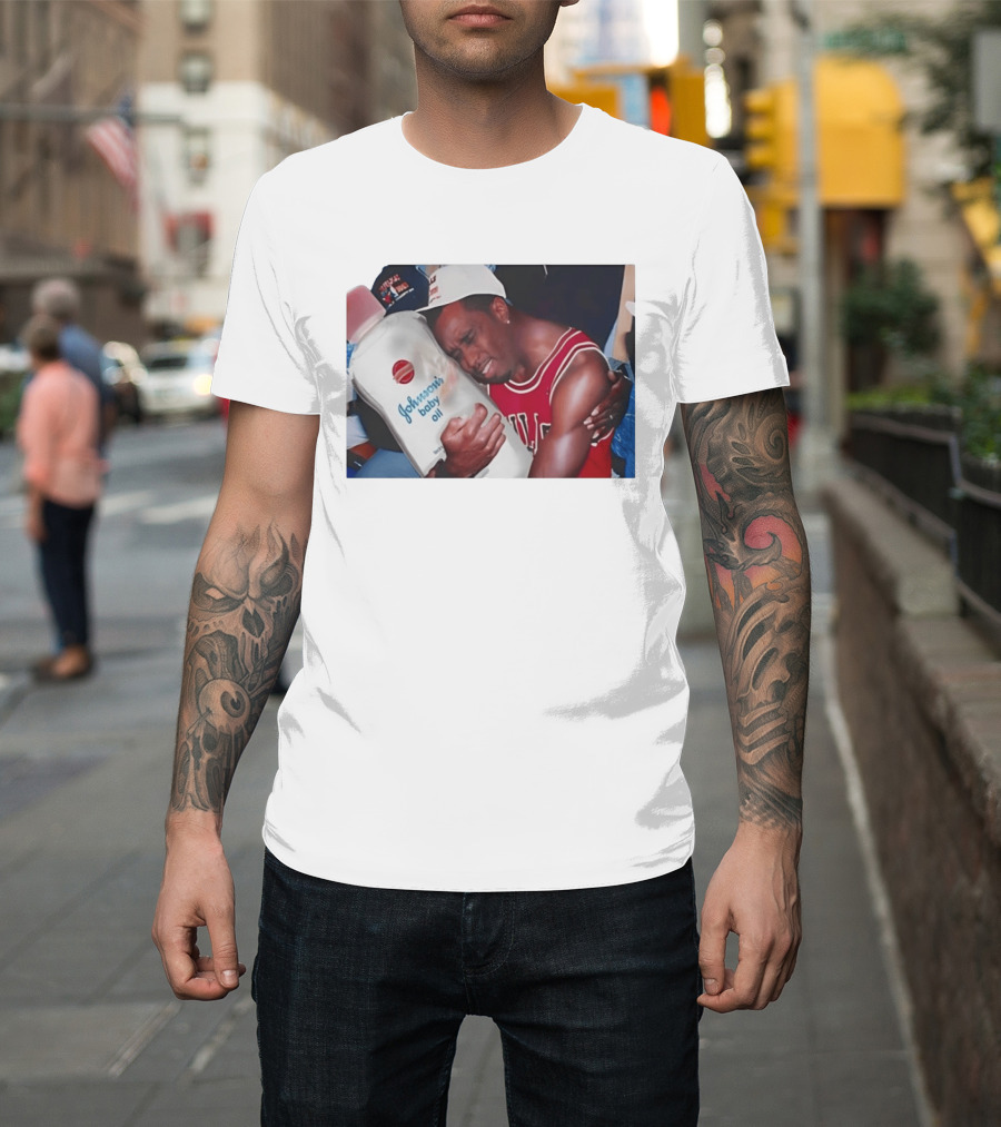 P.Diddy Crying Meme Johnson's Baby Oil Bulls Jersey T-Shirt
