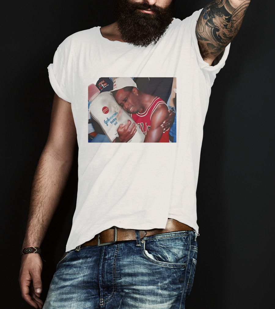 P.Diddy Crying Meme Johnson's Baby Oil Bulls Jersey T-Shirt