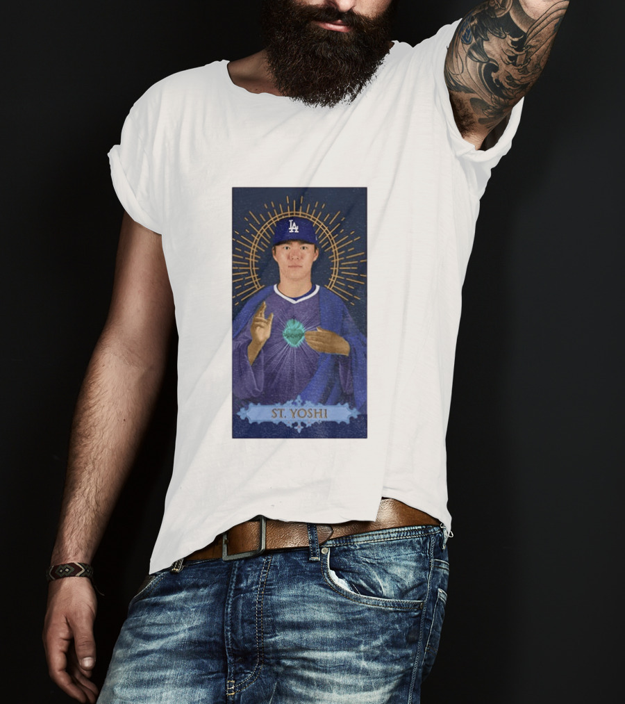 Yoshinobu Yamamoto Dodgers St. Yoshi Halo Icon MLB T-Shirt