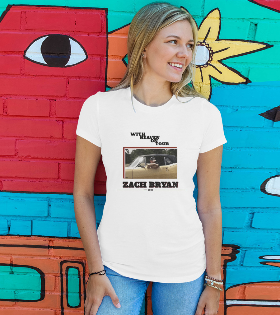 Zach Bryan With Heaven On Tour 2026 Yellow Convertible Country Music T-Shirt