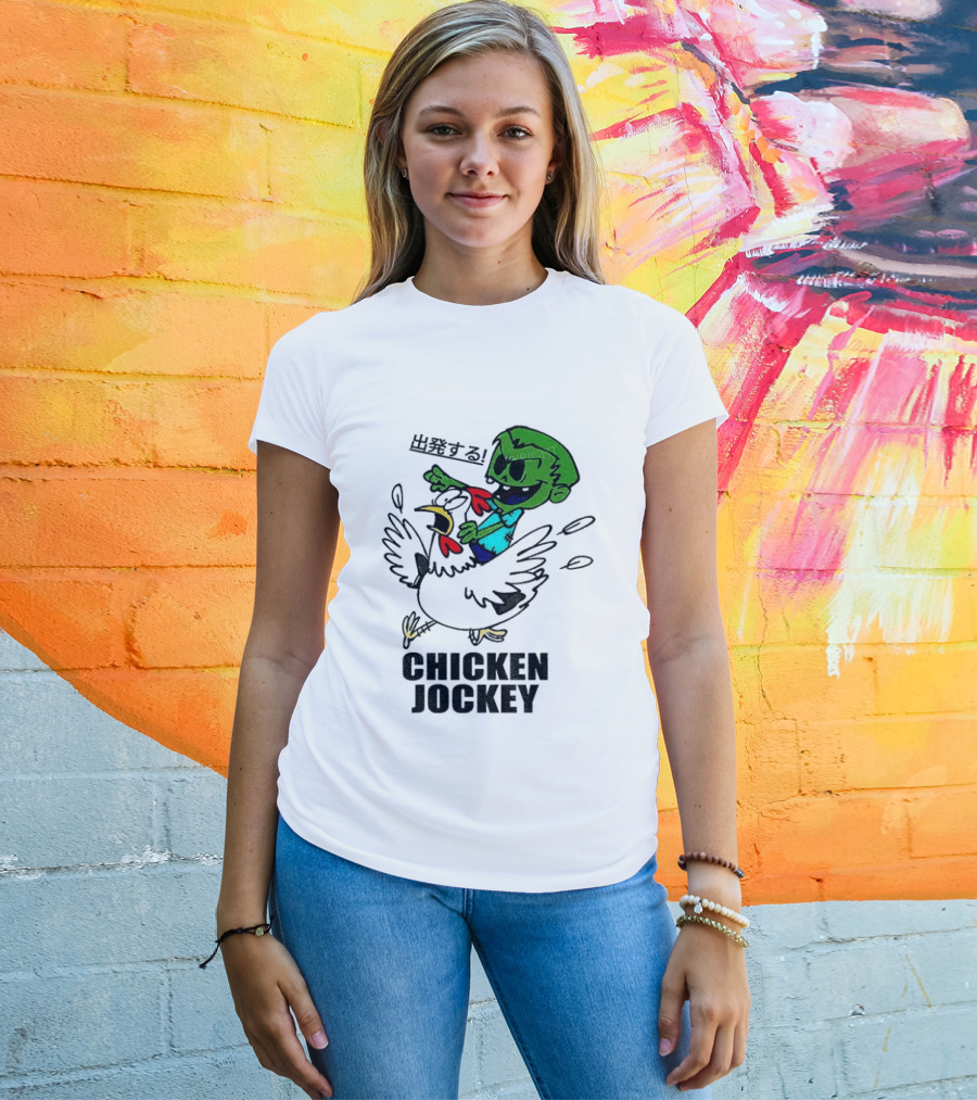Zombie Chicken Jockey Exclamation Anime T-Shirt