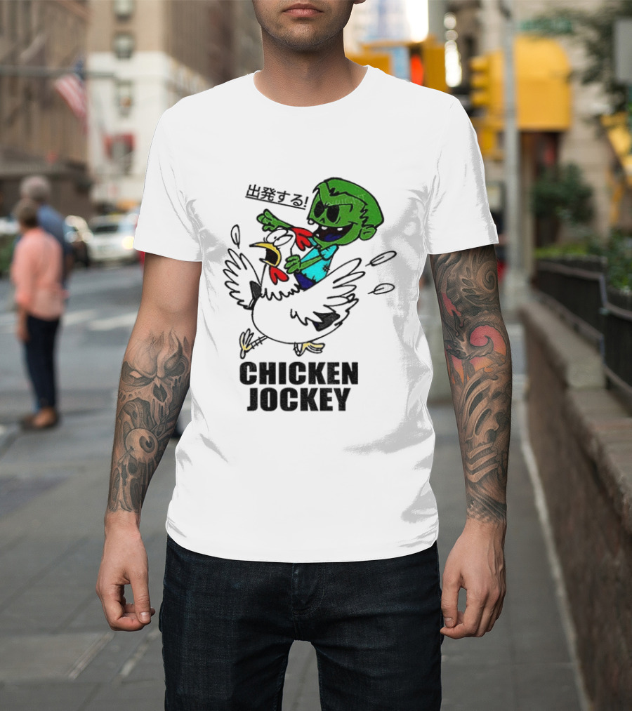 Zombie Chicken Jockey Exclamation Anime T-Shirt
