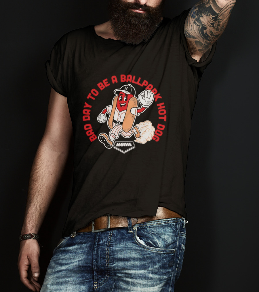 Bad Day To Be A Ballpark Hot Dog Cleveland Baseball Cartoon T-Shirt
