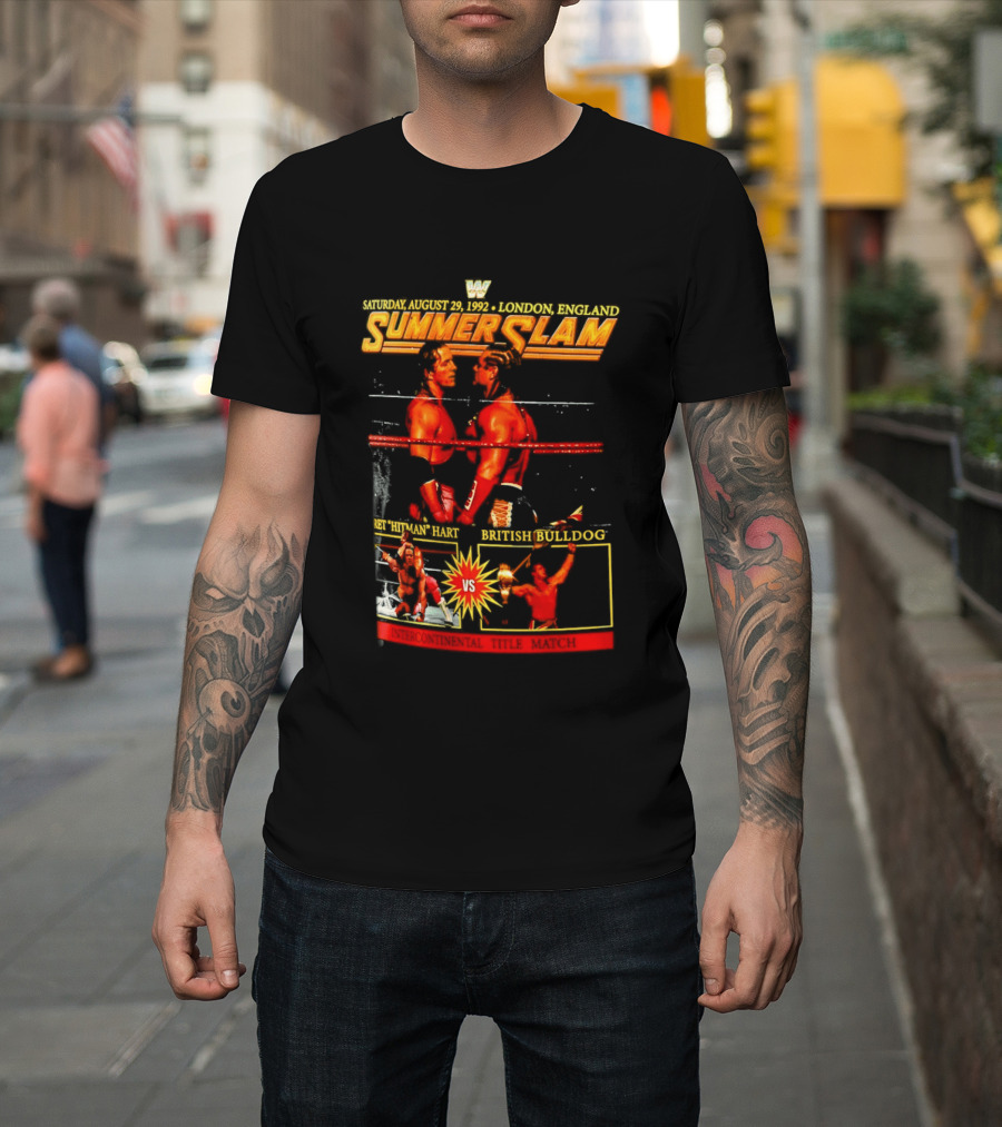 WWF SummerSlam 1992 Bret Hart Vs British Bulldog London England T-Shirt