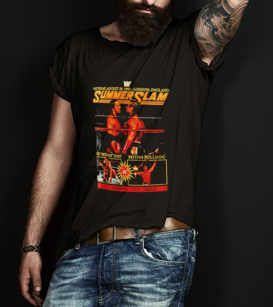 WWF SummerSlam 1992 Bret Hart Vs British Bulldog London England T-Shirt