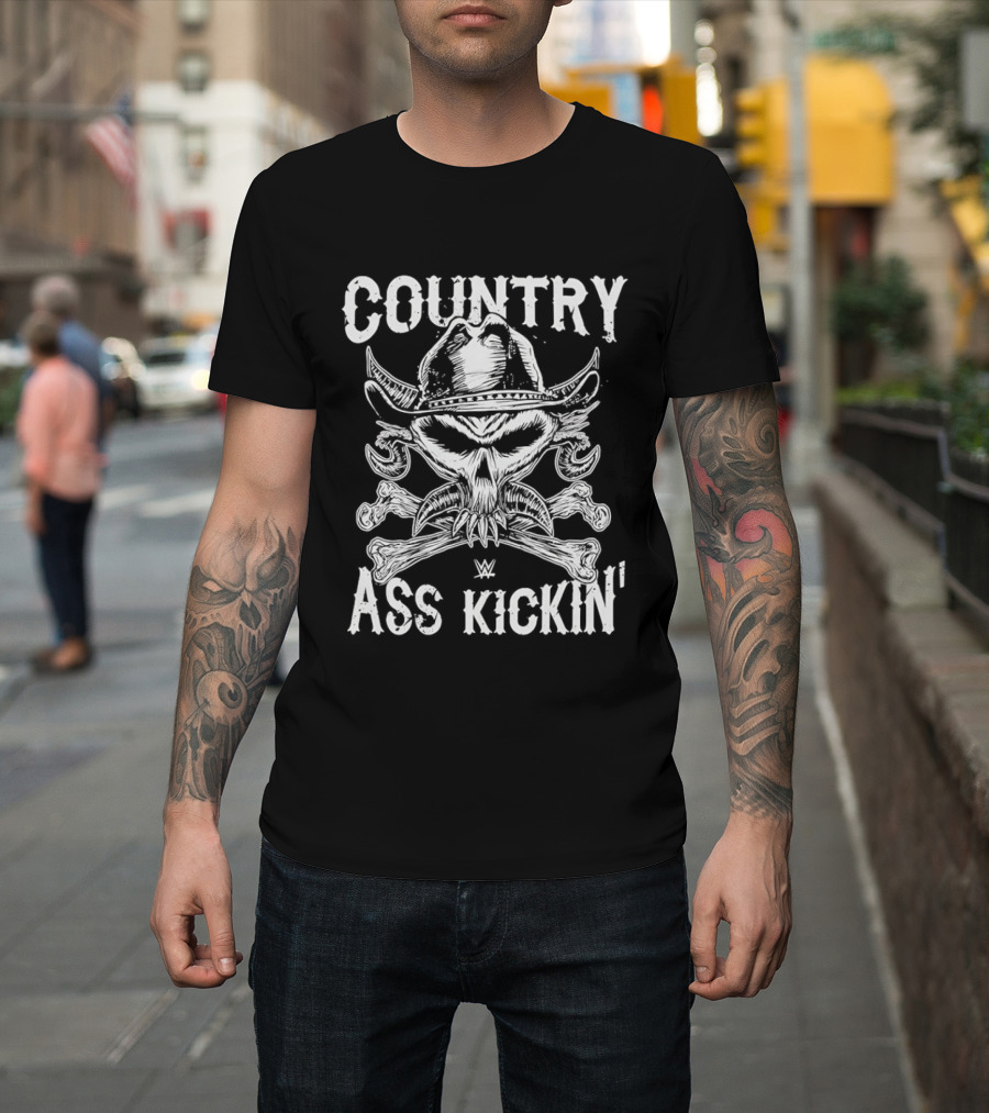 WWE Brock Lesnar Country Ass Kickin Cowboy Skull And Crossbones T-Shirt