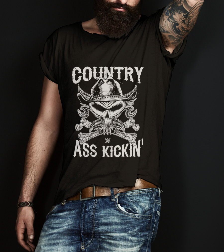 WWE Brock Lesnar Country Ass Kickin Cowboy Skull And Crossbones T-Shirt