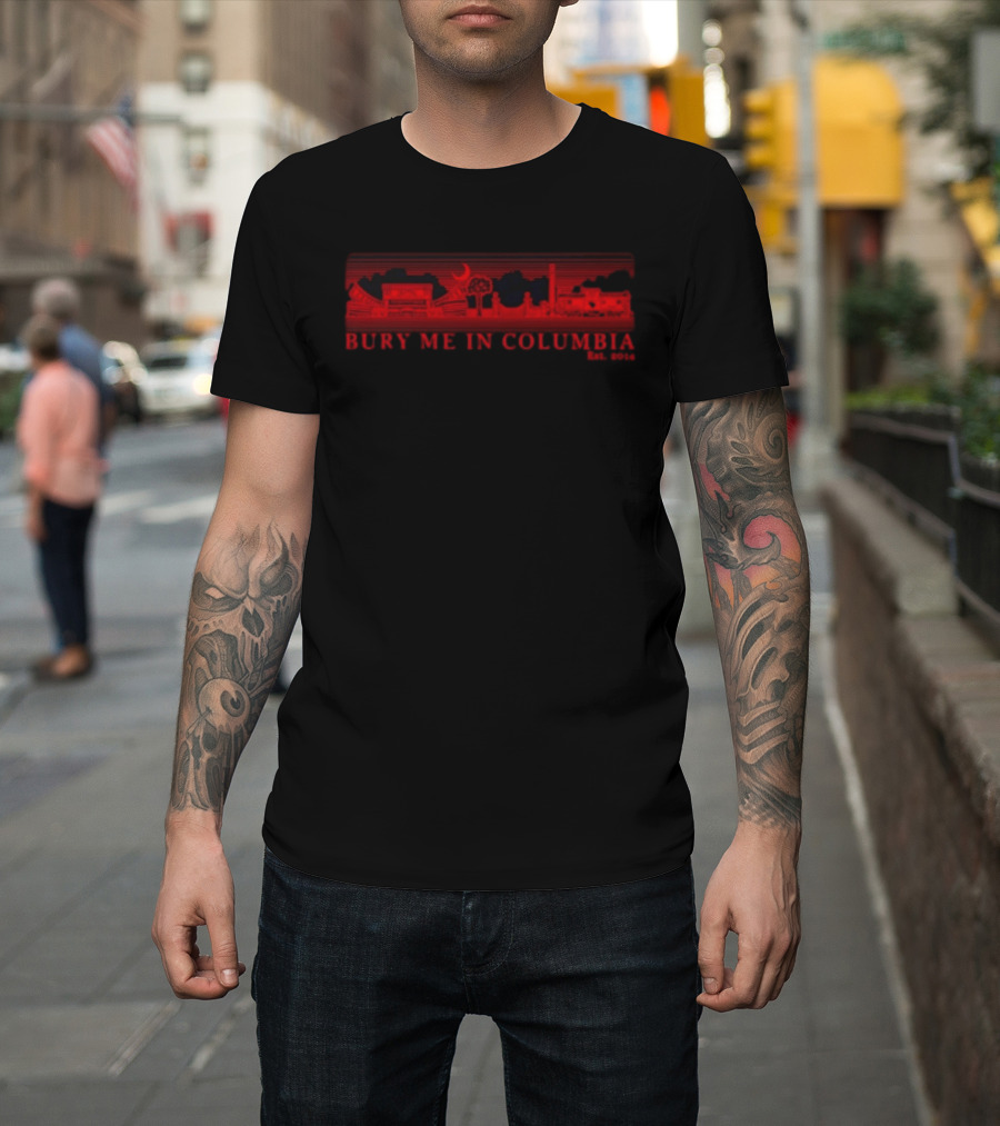 Bury Me In Columbia City Skyline Est 2014 Moon And Trees T-Shirt
