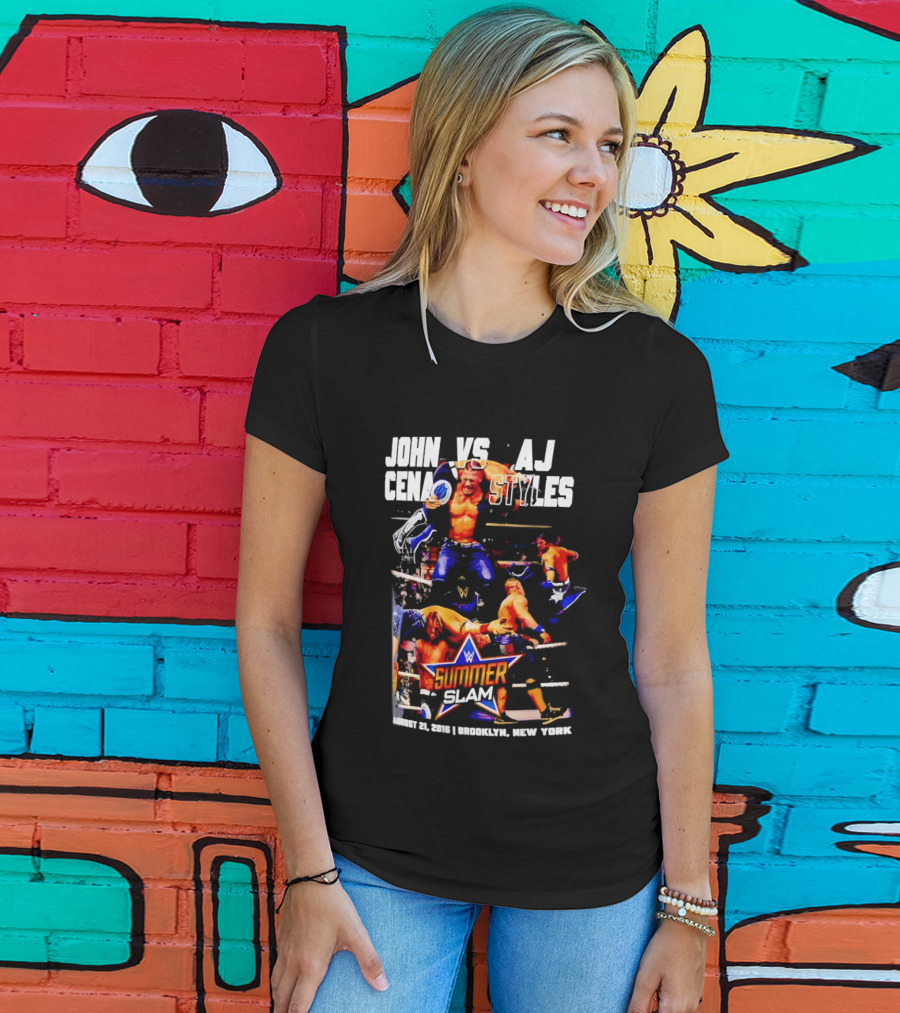 John Cena Vs AJ Styles WWE SummerSlam 2016 Barclays Center August 21 Brooklyn New York T-Shirt