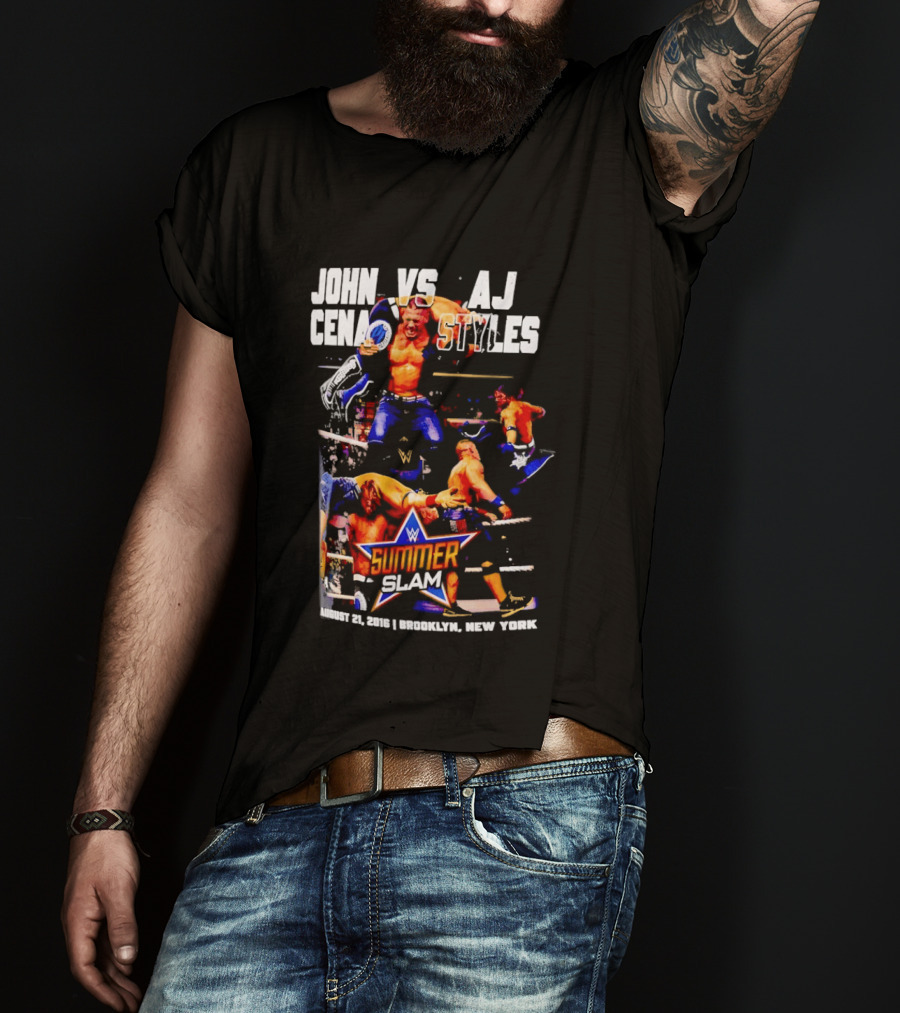 John Cena Vs AJ Styles WWE SummerSlam 2016 Barclays Center August 21 Brooklyn New York T-Shirt
