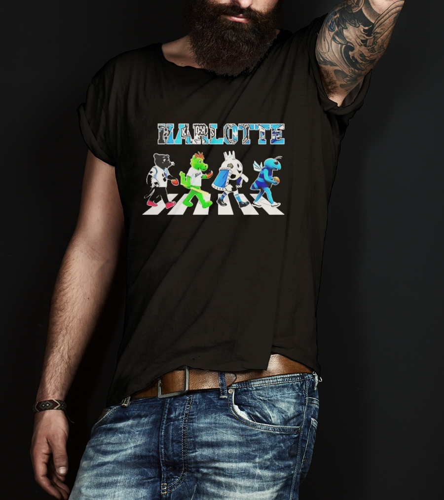 Charlotte Sports Teams Mascots Crossing Abbey Road T-Shirt