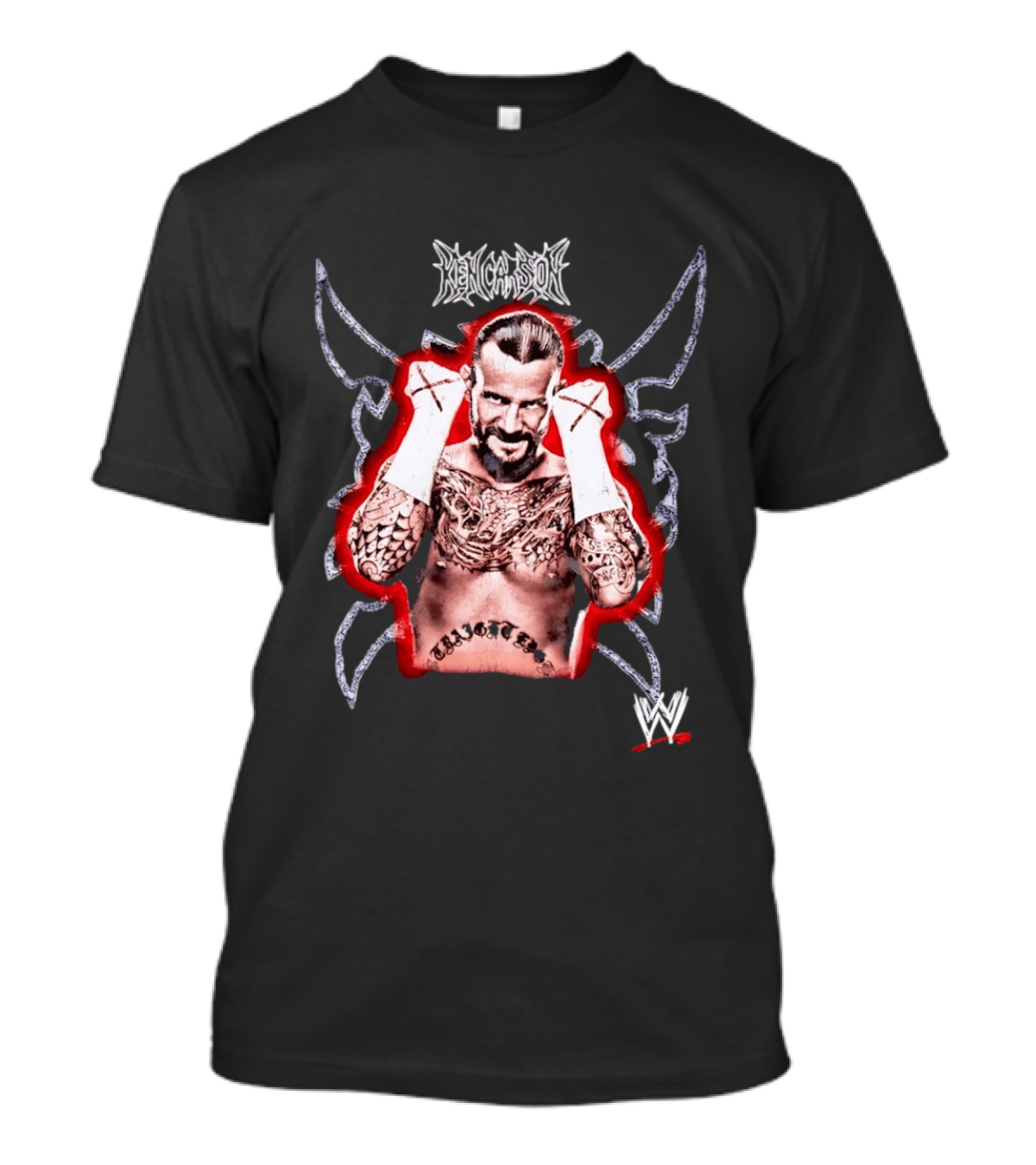 Ken Carson CM Punk WWE Logo Tattooed MMA Fighter T-Shirt