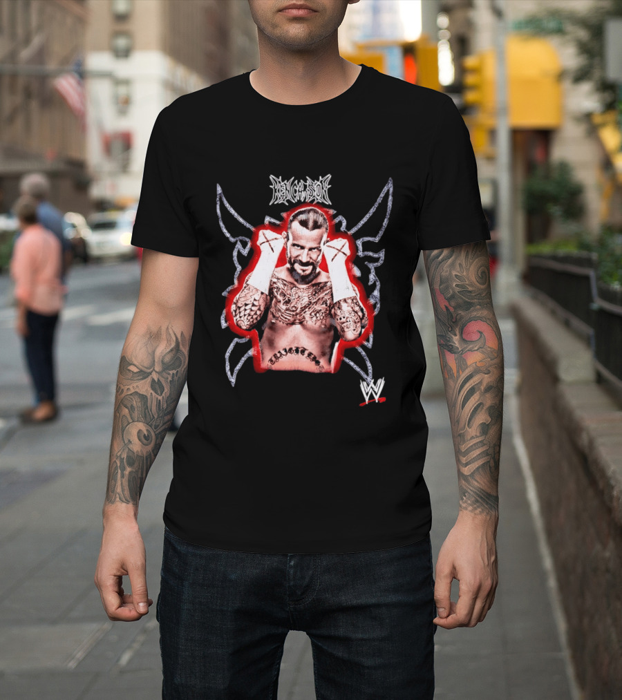 Ken Carson CM Punk WWE Logo Tattooed MMA Fighter T-Shirt