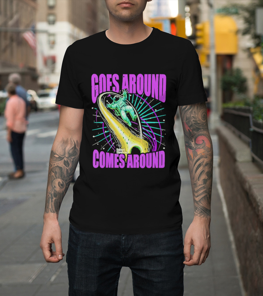Goes Around Comes Around Astronaut Floating Space Retro Aesthetic T-Shirt