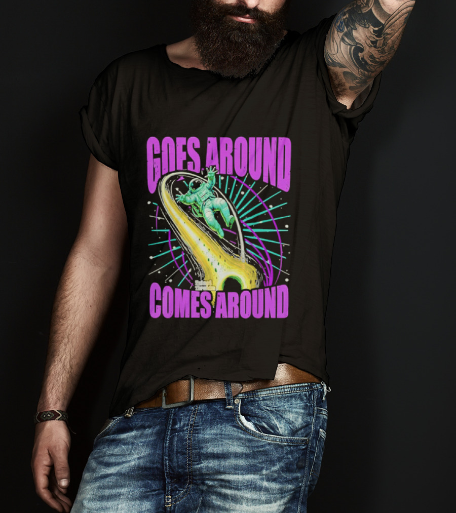 Goes Around Comes Around Astronaut Floating Space Retro Aesthetic T-Shirt