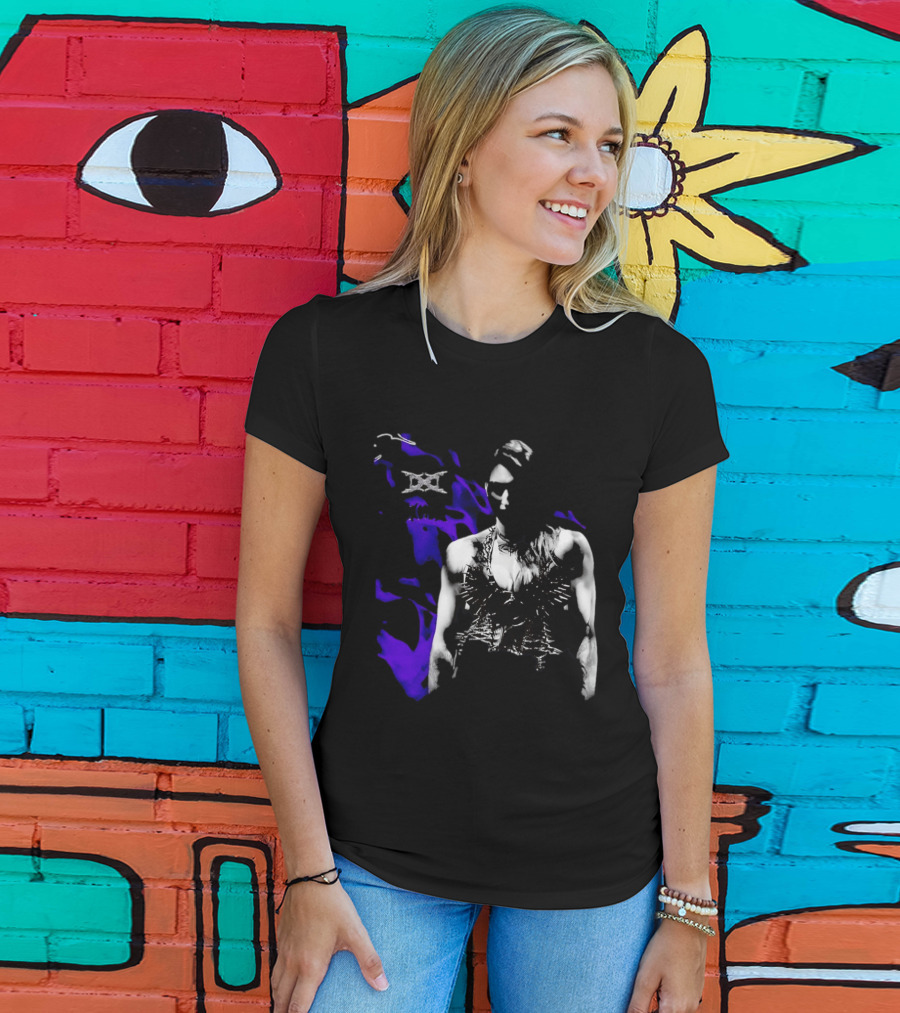 Ken Carson Rhea Ripley WWE Spiked Outfit Collage With Abstract Purple Accents T-Shirt
