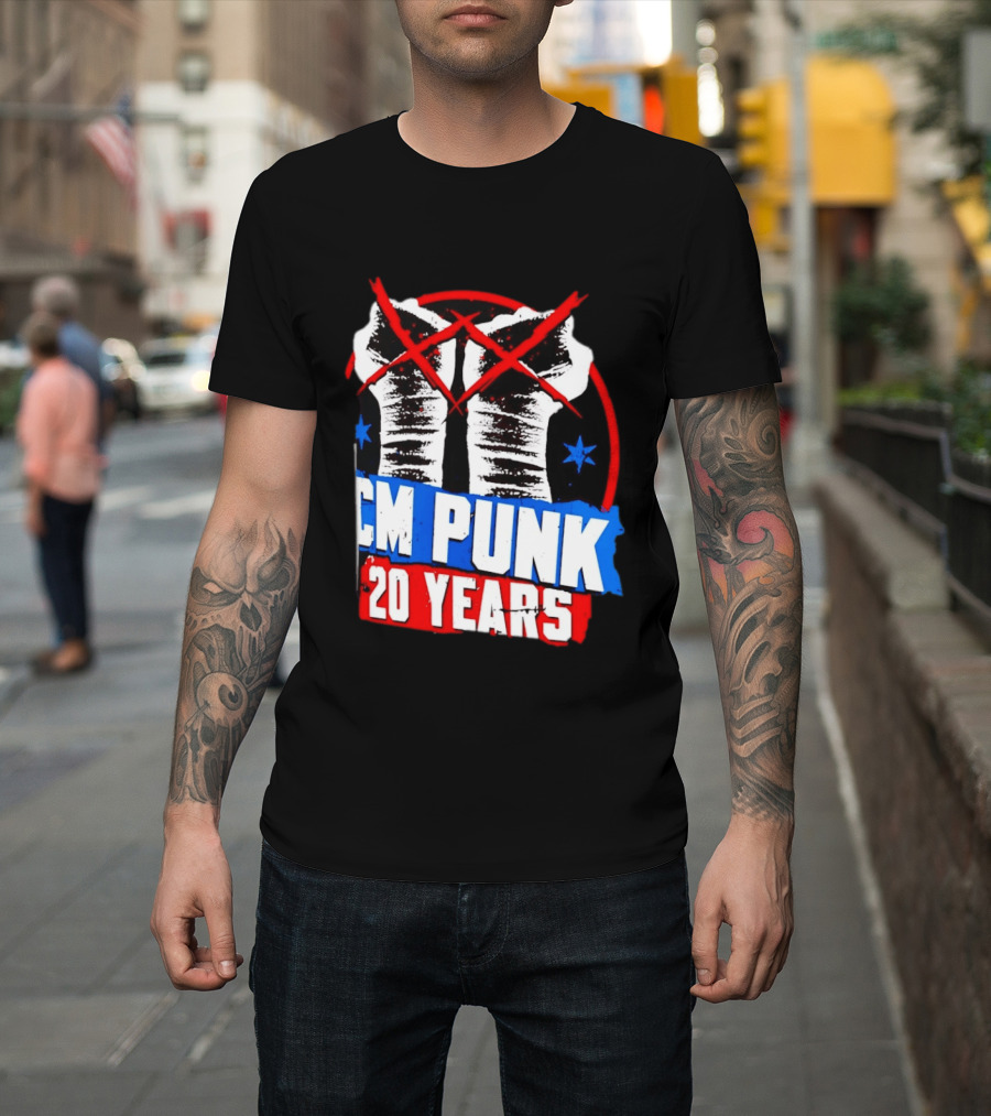 CM Punk 20 Years WWE Fists T-Shirt