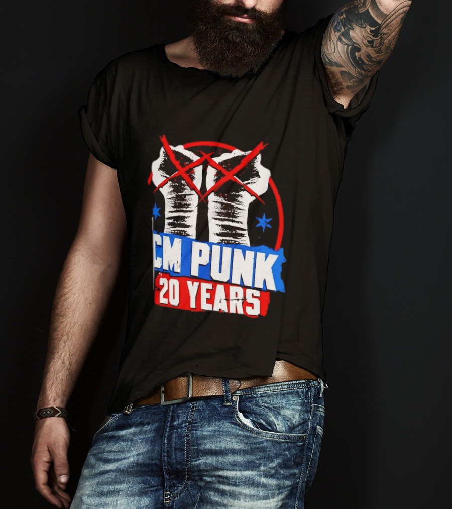 CM Punk 20 Years WWE Fists T-Shirt