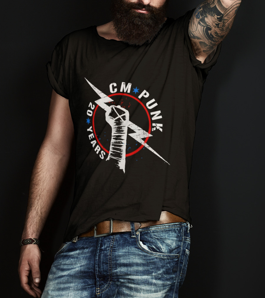 CM Punk 20 Years Lightning Fist WWE T-Shirt