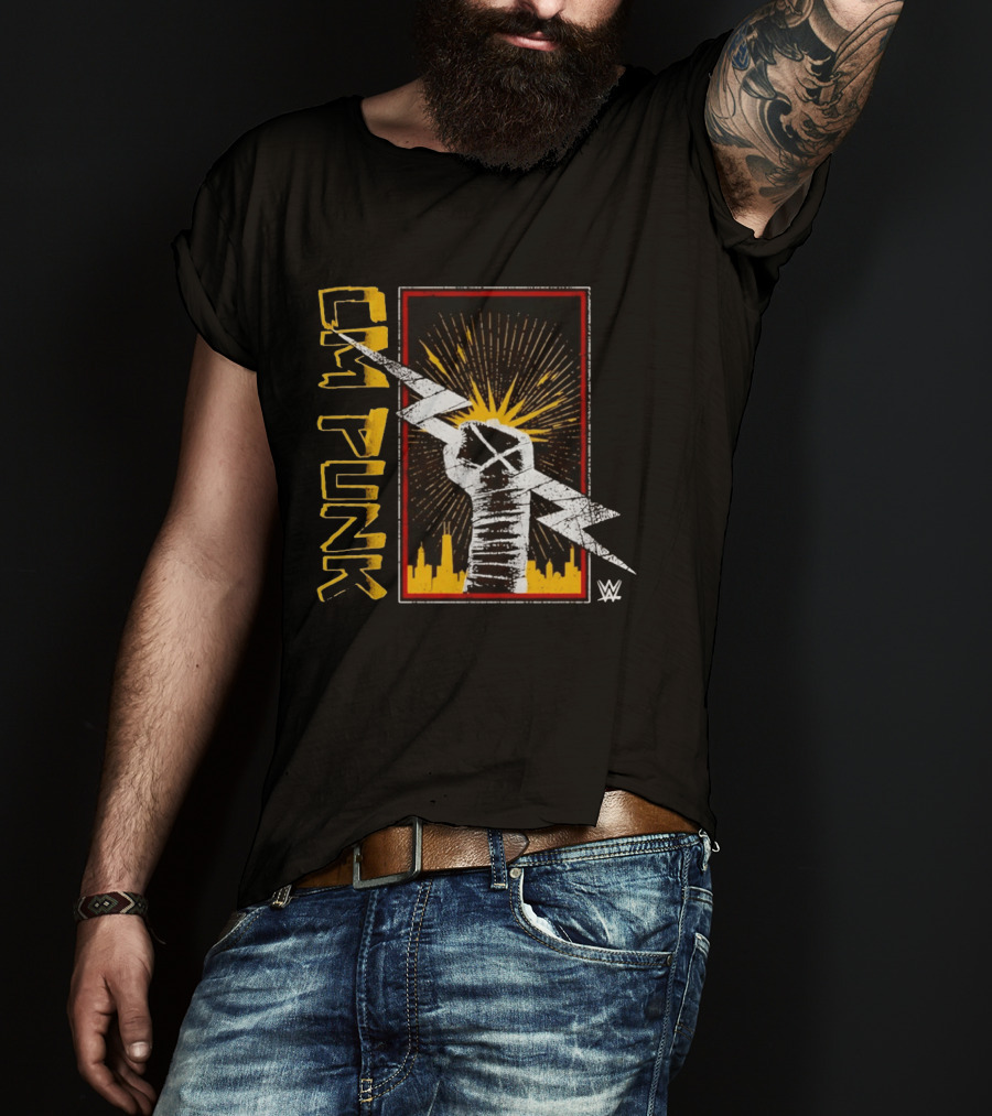 CM Punk WWE Best In The World Lightning Bolt Chicago Skyline Fist T-Shirt