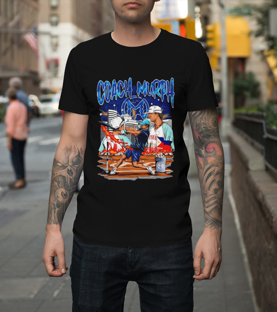 Coach Murph Baseball Training Batting Practice Urban City Flames Philippine Flag T-Shirt
