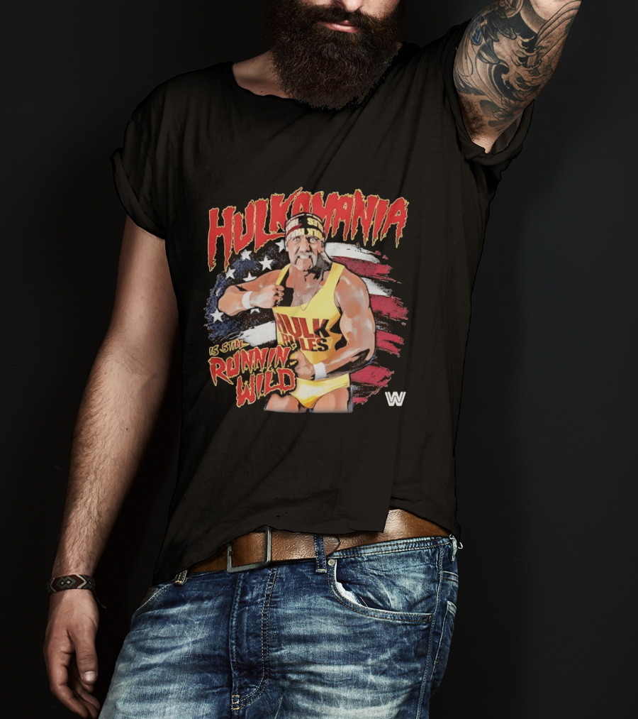 Hulk Hogan Hulkamania Runnin Wild American Flag WWE T-Shirt