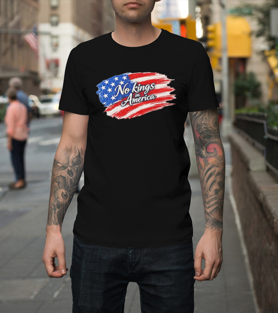 No Kings In America Patriotic Stars And Stripes T-Shirt
