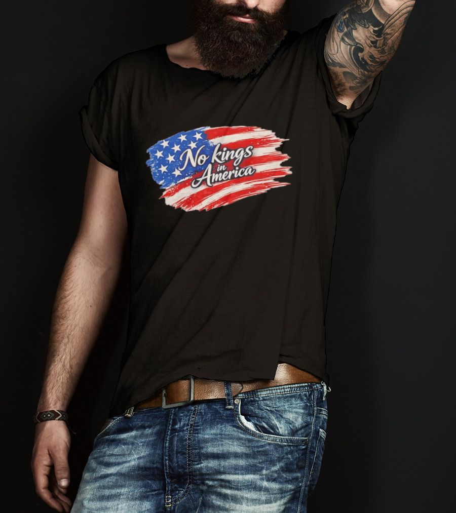 No Kings In America Patriotic Stars And Stripes T-Shirt