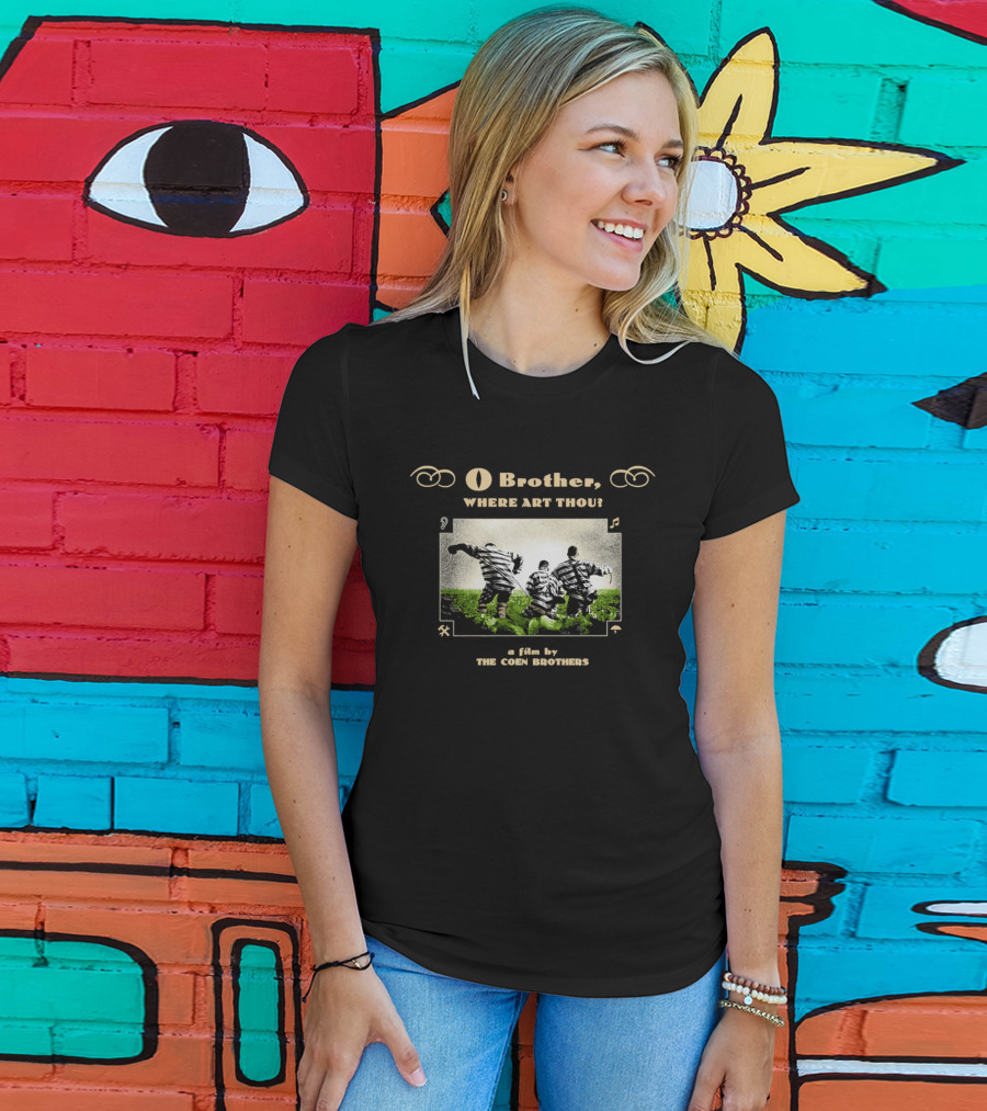O Brother Where Art Thou A Film By The Coen Brothers With Iconic Striped Prisoners Scene T-Shirt