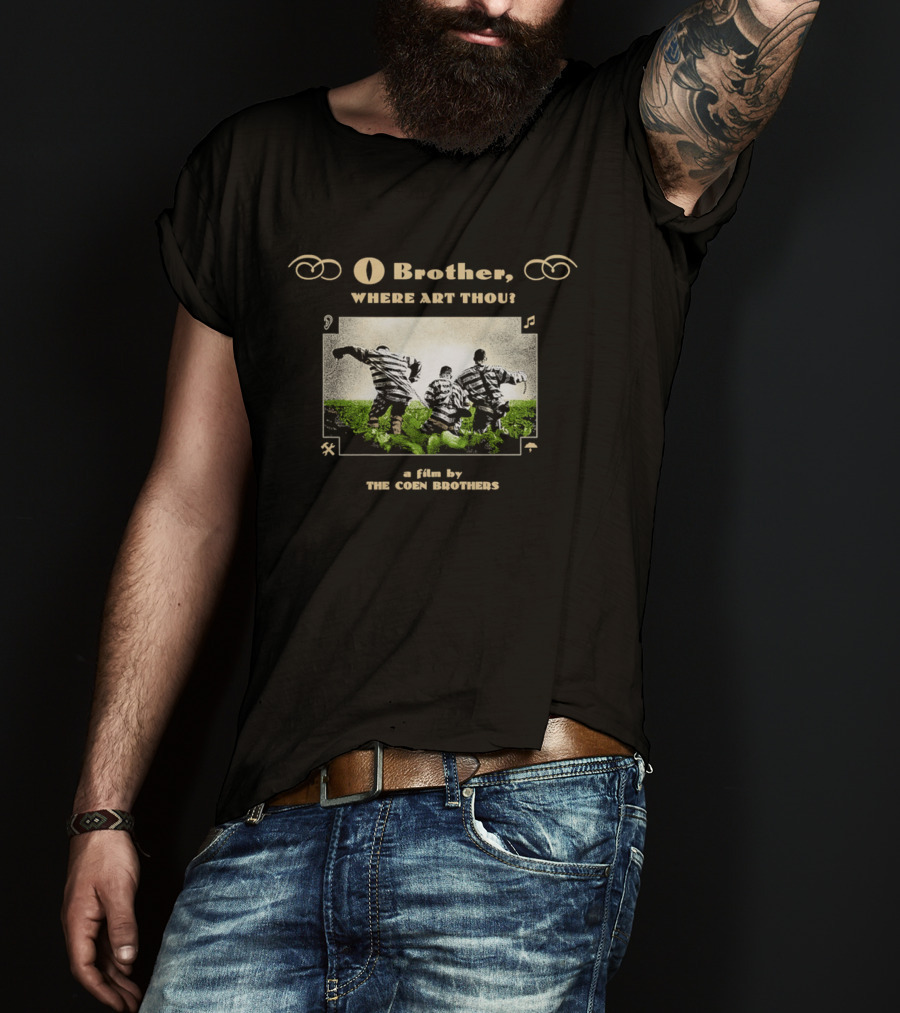 O Brother Where Art Thou A Film By The Coen Brothers With Iconic Striped Prisoners Scene T-Shirt