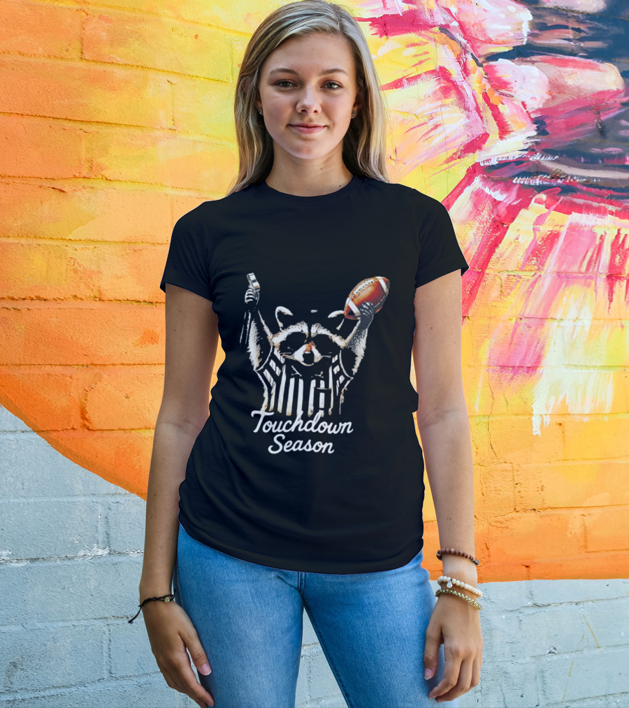 Raccoon Referee Touchdown Season Football Humor T-Shirt