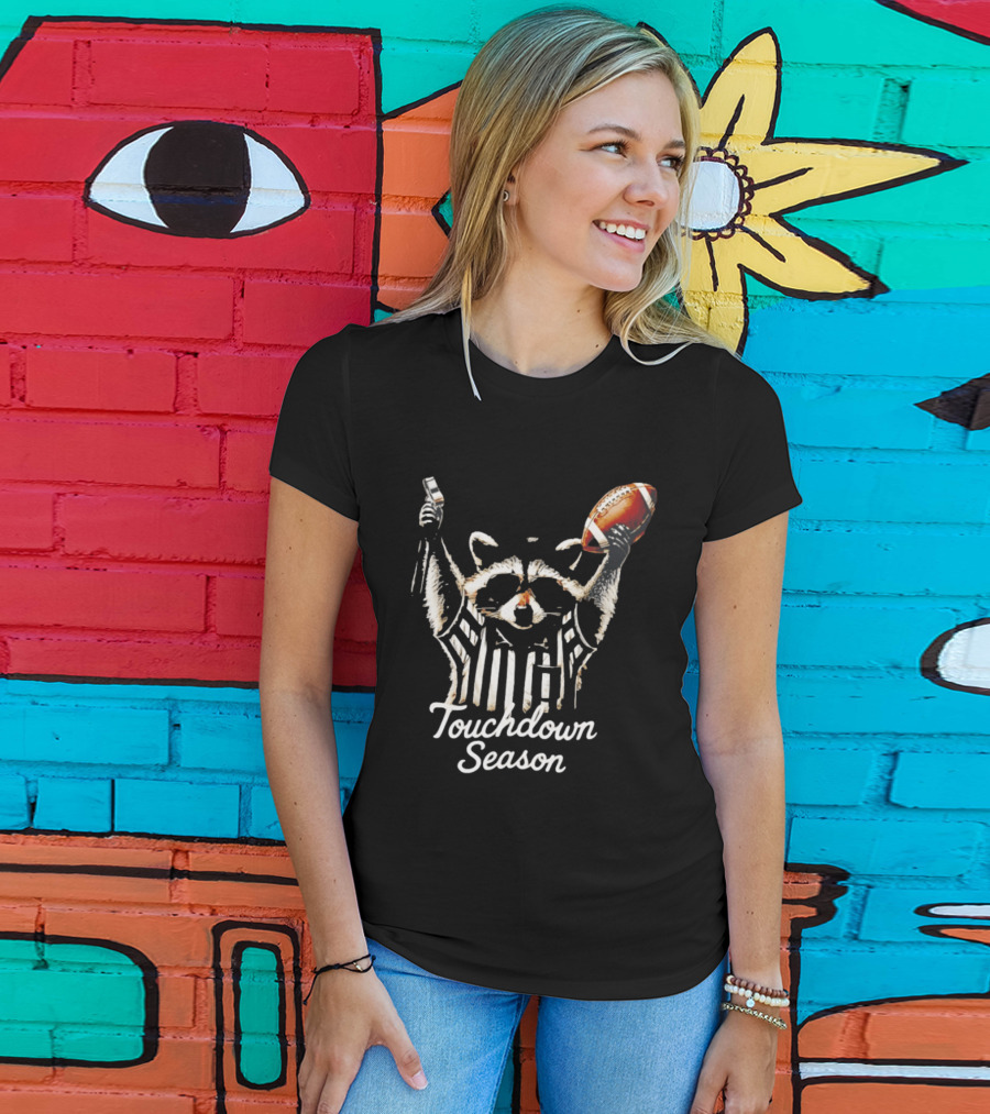 Raccoon Referee Touchdown Season Football Humor T-Shirt
