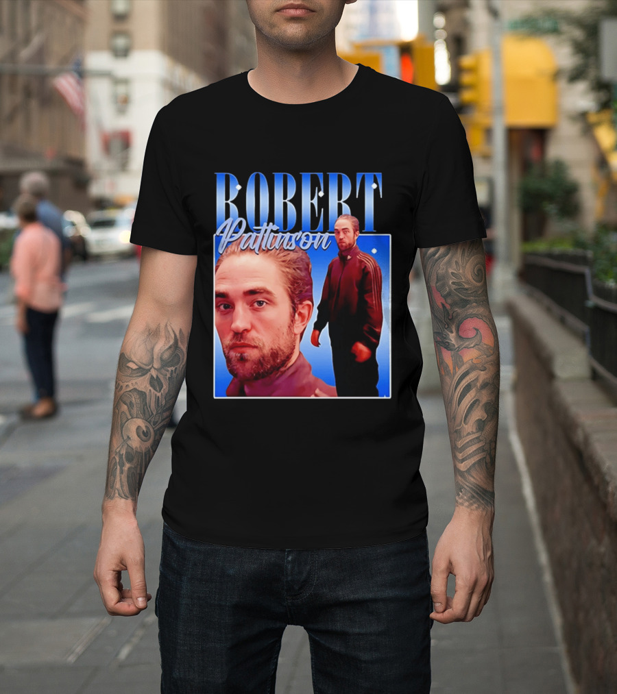 Robert Pattinson Standing Meme Blue Adidas Tracksuit T-Shirt