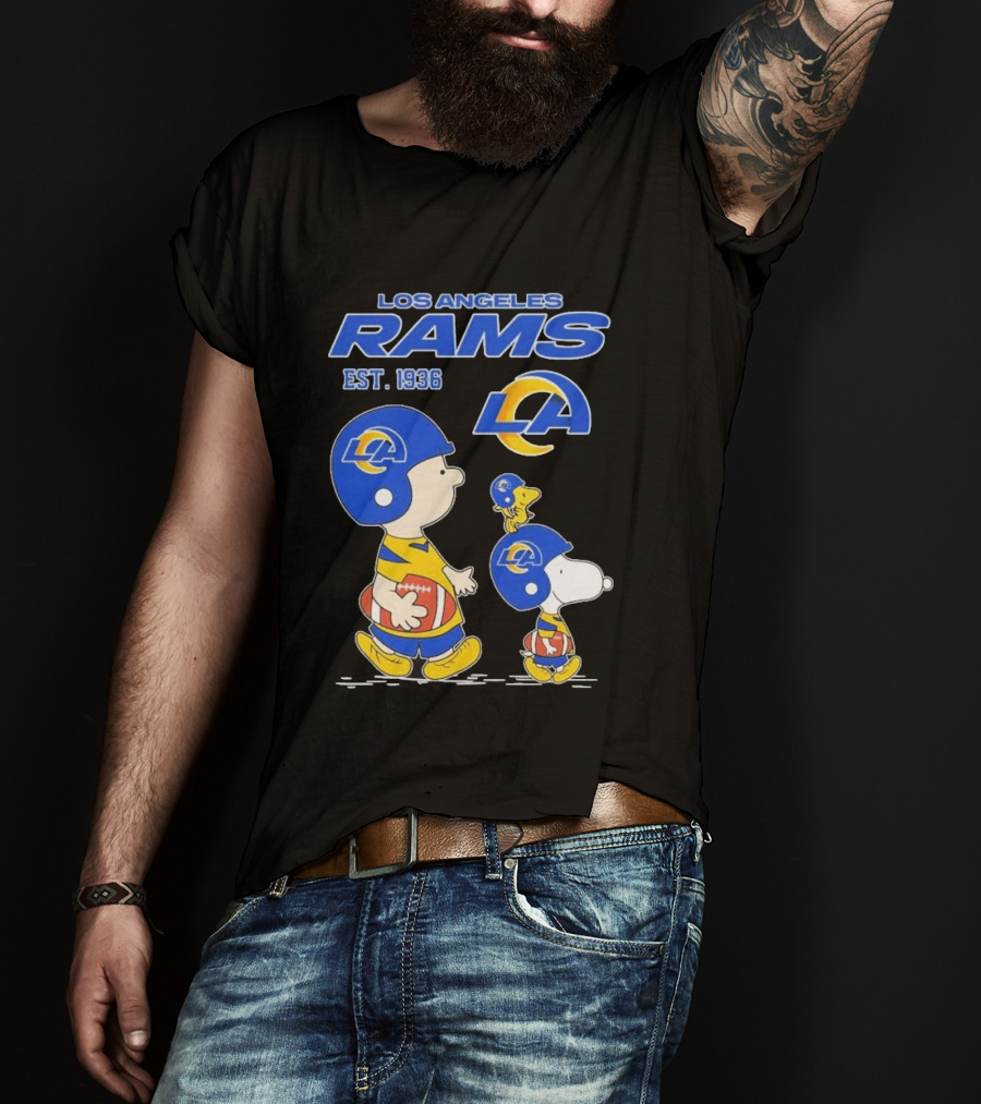 Snoopy Charlie Brown Los Angeles Rams 1936 Football Team LA T-Shirt