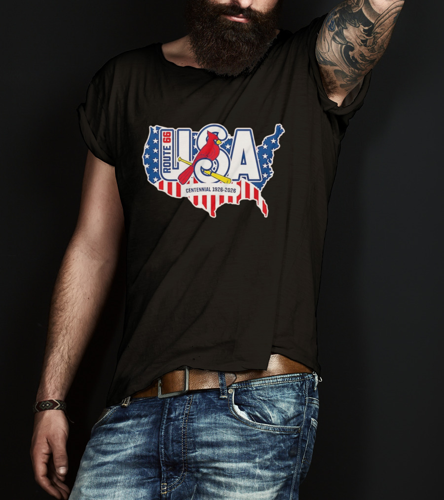 Route 66 USA Centennial 1926 2026 Springfield Cardinals T-Shirt