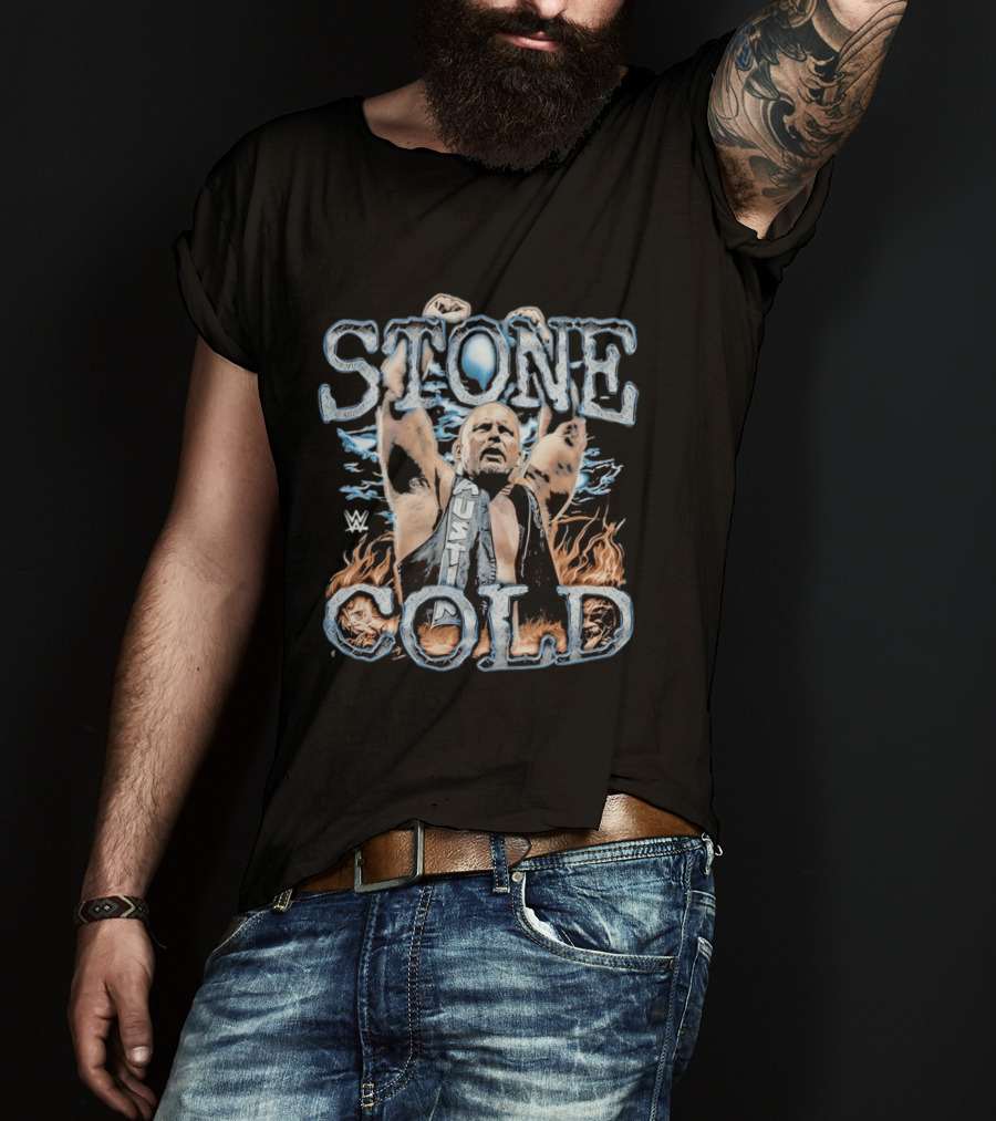 Stone Cold Steve Austin WWE Ice And Flames Iconic Wrestling T-Shirt
