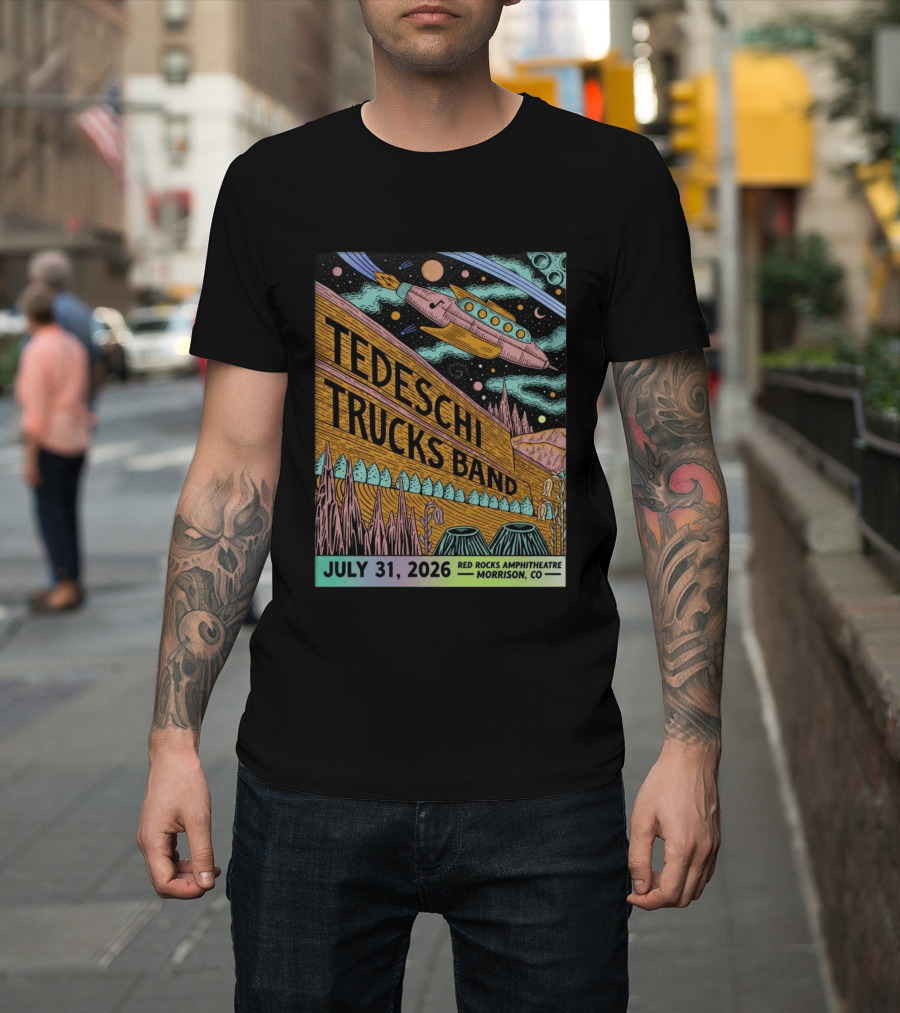 Tedeschi Trucks Band Red Rocks Concert July 31 2026 Morrison CO Spaceship T-Shirt