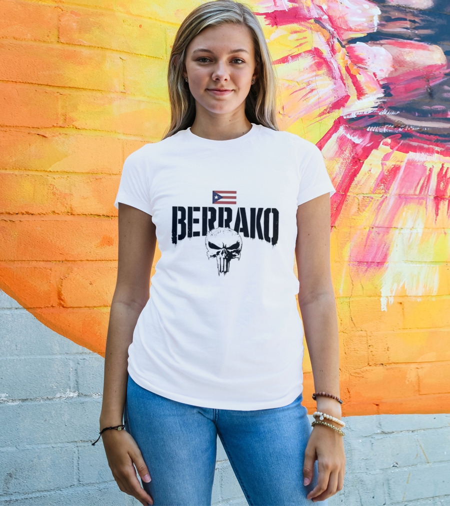 Berrako Skull Puerto Rican Flag T-Shirt