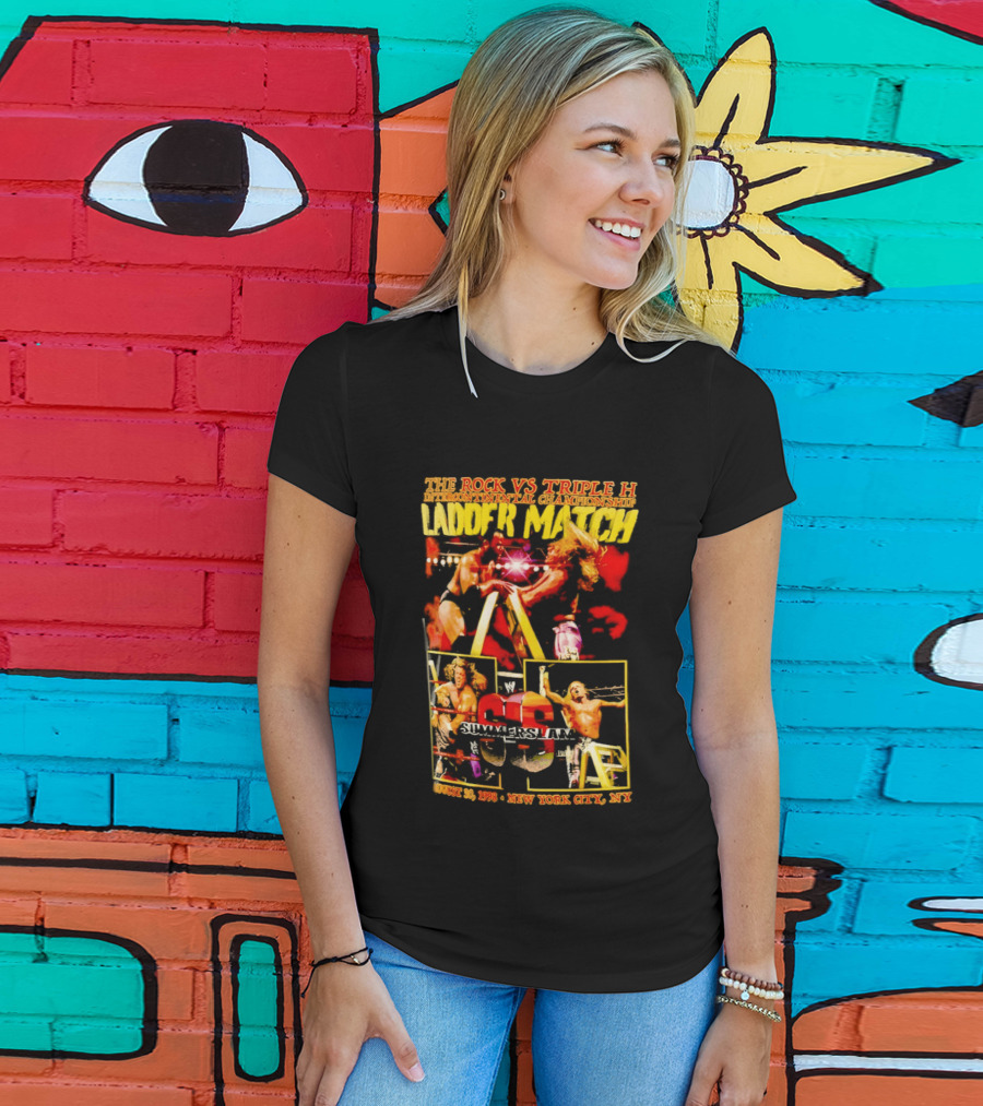 WWE SummerSlam 1998 The Rock Vs Triple H Ladder Match Intercontinental Championship New York City T-Shirt