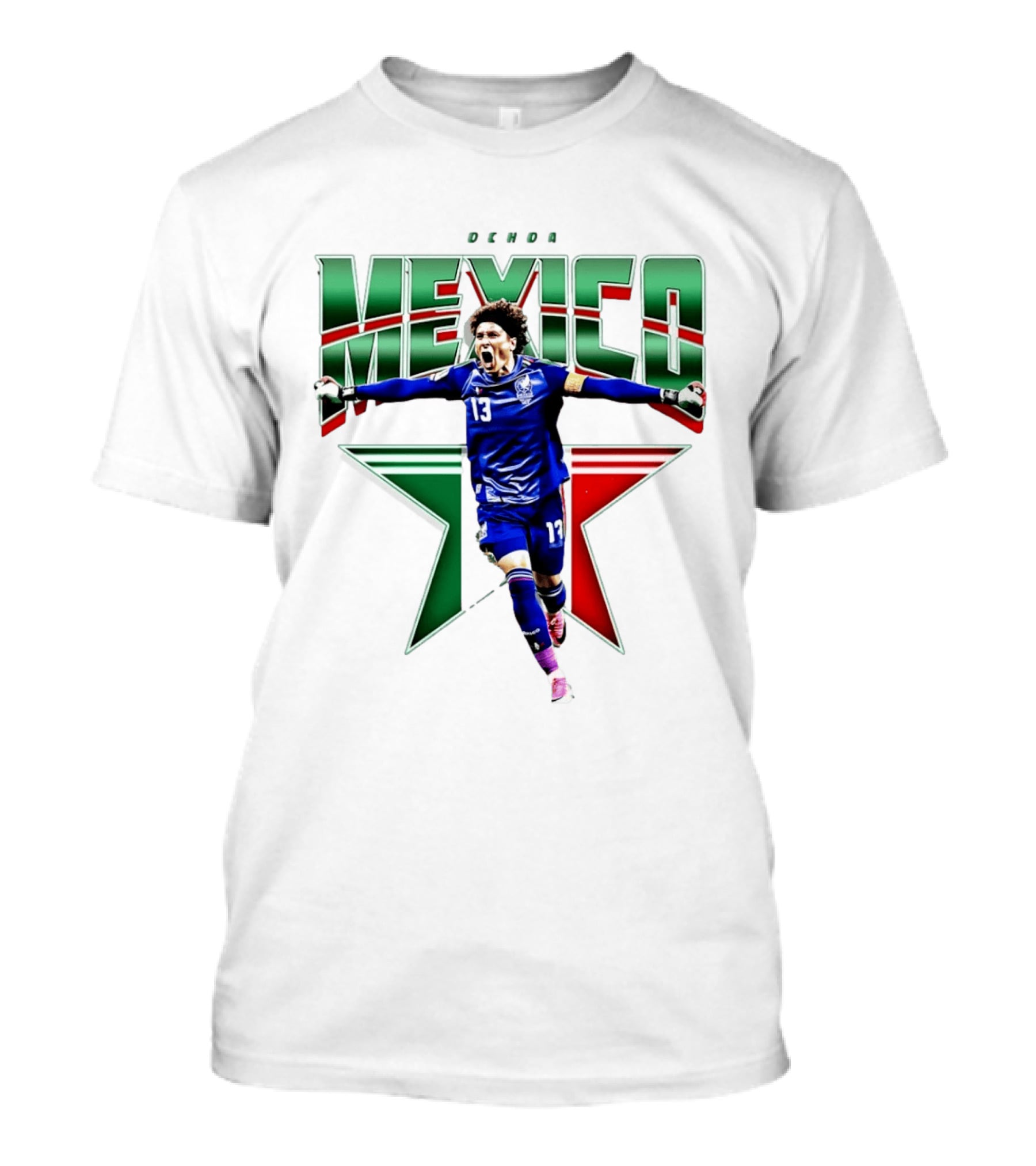 Ochoa Mexico 13 Goalkeeper Tri Color Starburst T-Shirt