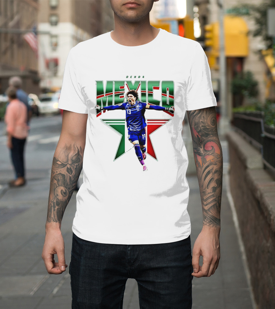 Ochoa Mexico 13 Goalkeeper Tri Color Starburst T-Shirt