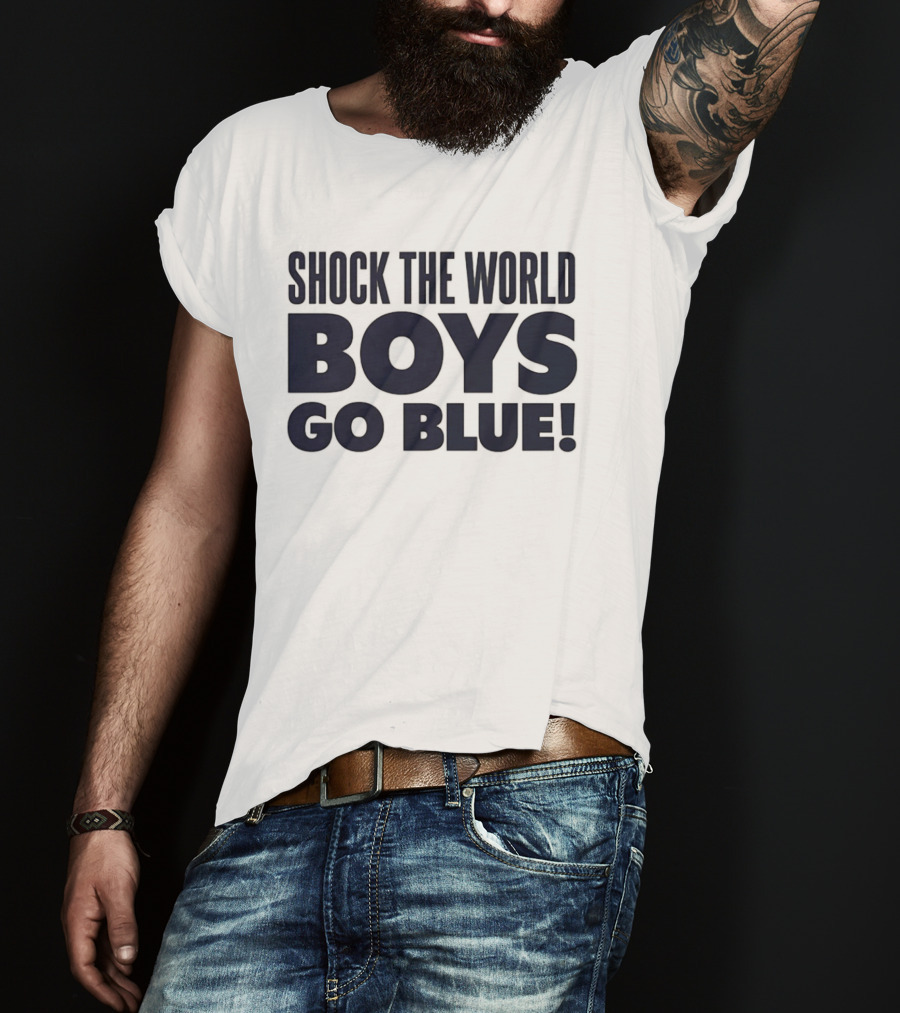 Shock The World Michigan Men's Basketball Boys Go Blue T-Shirt
