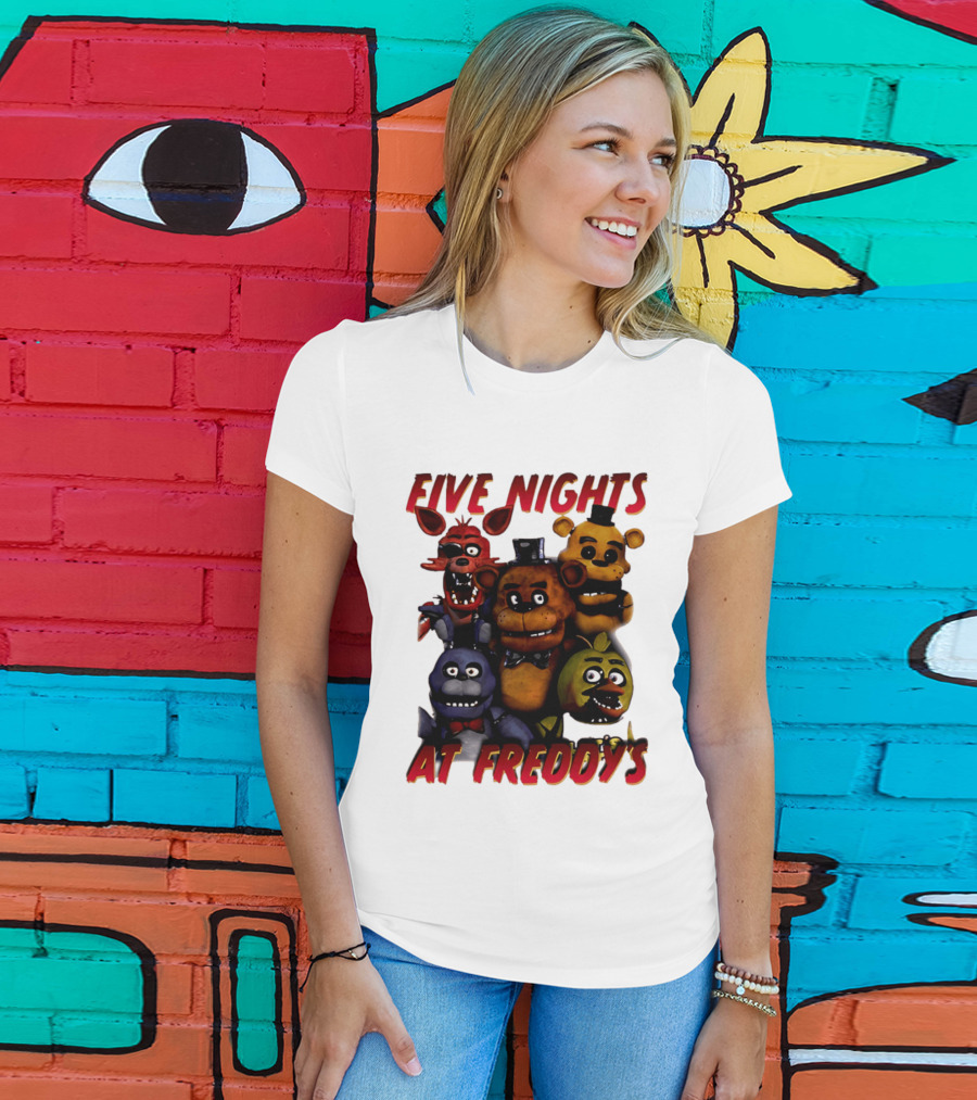 Five Nights At Freddy's Cartoon Characters Freddy Bonnie Chica Foxy T-Shirt